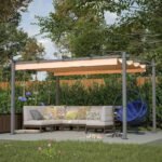 Stylish 10′ x 13′ Aluminum Patio Pergola with Retractable Canopy – Perfect Backyard Shade Shelter for Outdoor Parties - Image 2