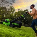 Greenworks 80V 21” Lawn Mower, 13” String Trimmer, and 730 Leaf Blowers. - Image 3