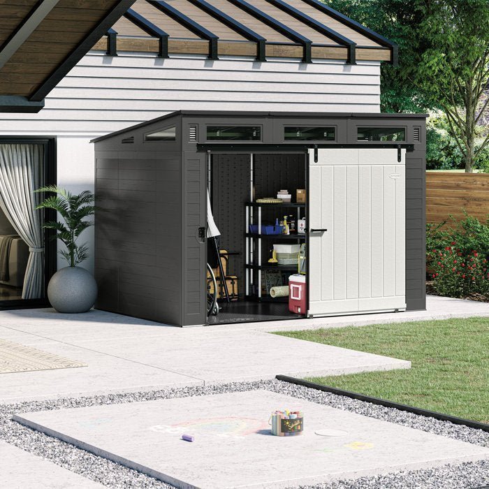 Suncast Modernist 10 ft. W X 7 Ft. D Barn Door Resin Storage ShedSuncast Modernist 10 ft. W X 7 Ft. D Barn Door Resin Storage Shed - Image 1