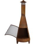 Sunnydaze 70″ Rust Patina Finish Steel Wood-Burning Chiminea with Spark Screen - Image 14