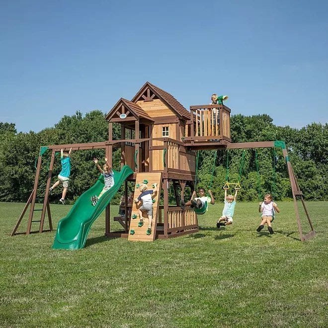 img-775.jpg Backyard Discovery Skyfort II Cedar Swing Set/PlaySet - Image 1