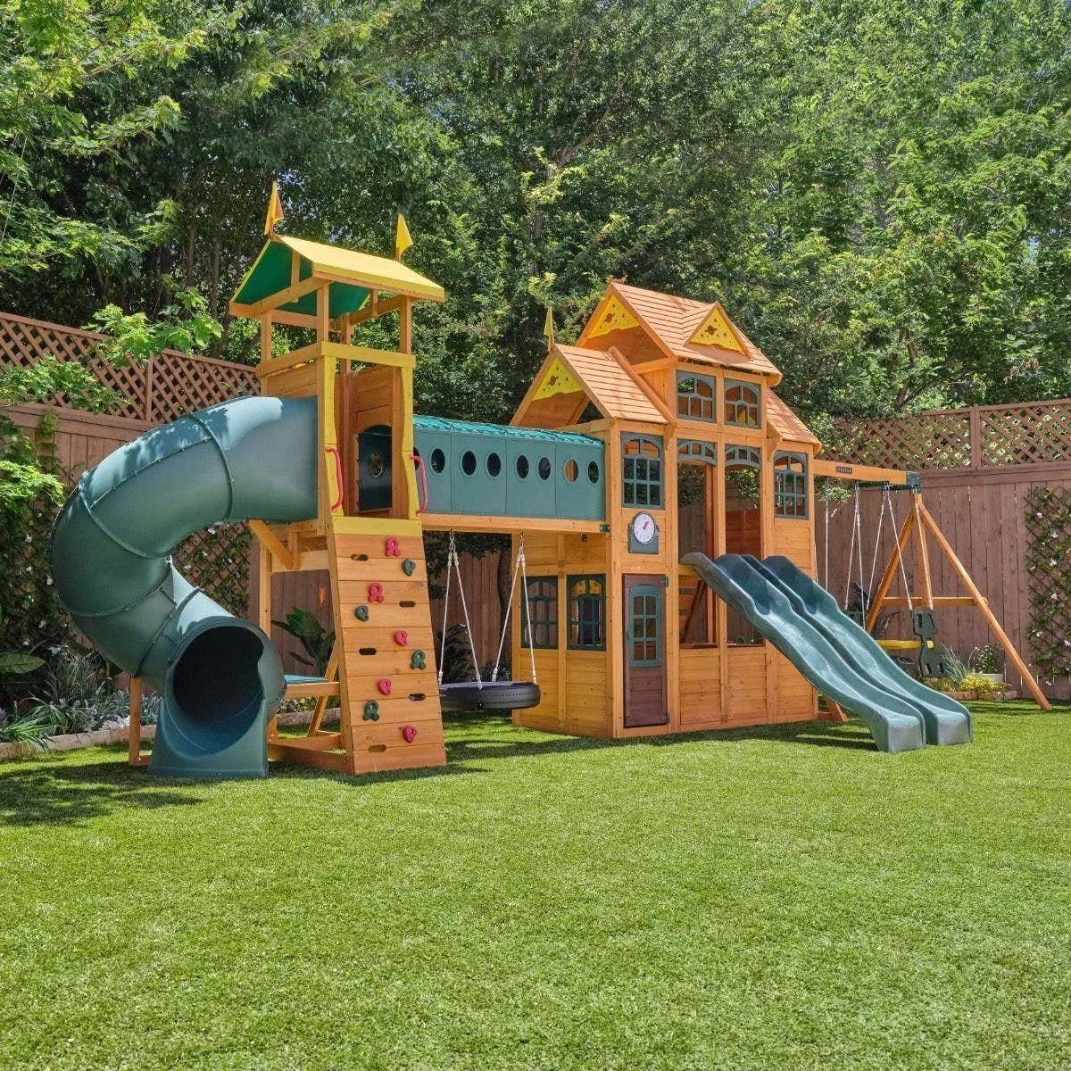 jnj.jpg Kids Kidkraft Bear Cave Lodge Swing Set / Playset - Image 1
