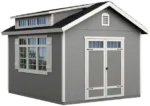 Handy Home Products Windemere 10×12 Do-it-Yourself Wooden Storage Shed with Floor, Beiges